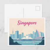 Singapore Pastel Travel Design Briefkaart (Voorkant / Achterkant)