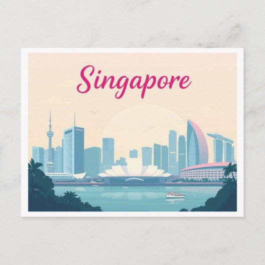 Singapore Pastel Travel Design Briefkaart (Voorkant)