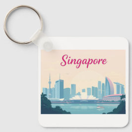 Singapore Pastel Travel Design Sleutelhanger