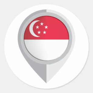 Singapore Pin Locatie Vlag Ronde Sticker
