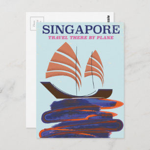 Singapore "Reis daar per vliegtuig" Briefkaart