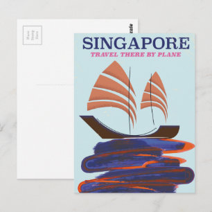 Singapore "Reis erheen per vliegtuig" Briefkaart