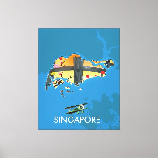 Singapore reiskaart canvas afdruk (Voorkant)
