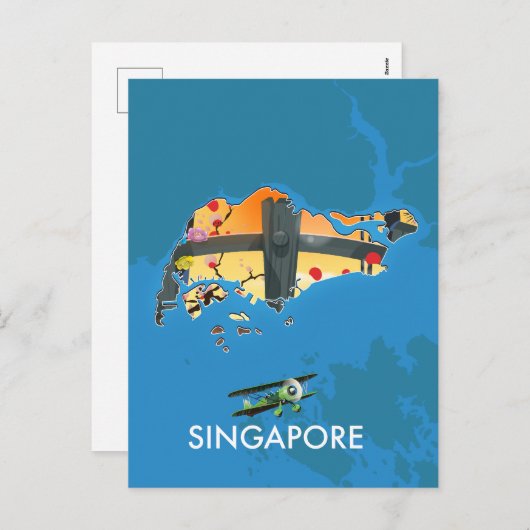 Singapore reiskaart feestdagenkaart (Voorkant / Achterkant)