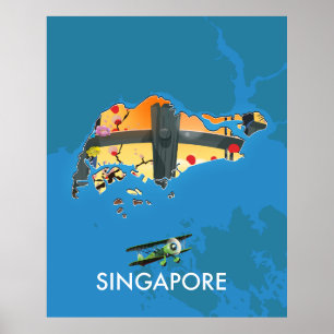 Singapore reiskaart poster