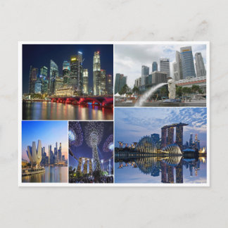 Singapore reistuin door collage baai briefkaart