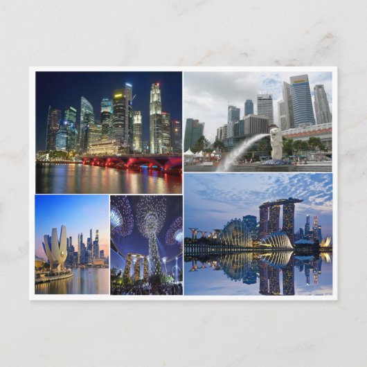 Singapore reistuin door collage baai briefkaart (Voorkant)