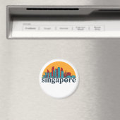 Singapore Retro City Skyline Cityscape Art Magneet (Insitu (Vaatwasser))
