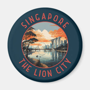Singapore Retro Noodlijdende Cirkel Magneet