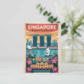 Singapore Retro Reisposter Vintage Kunst Briefkaart (Staand voorkant)