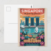 Singapore Retro Reisposter Vintage Kunst Briefkaart (Voorkant / Achterkant)