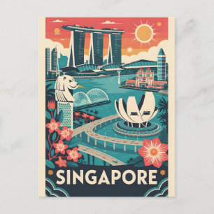 Singapore Retro Reisposter Vintage Kunst Feestdagenkaart