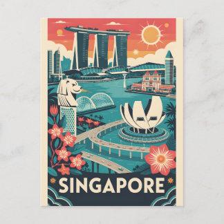 Singapore Retro Reisposter Vintage Kunst Feestdagenkaart