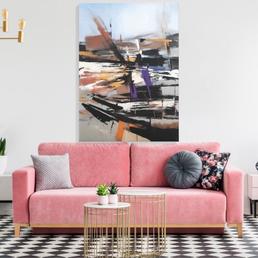 Singapore River Composition - Canvas Art Print (Insitu (Woonkamer))