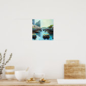 Singapore River with Bum Boats - Canvas Art Print (Keuken)