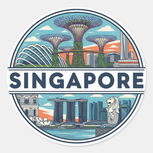 Singapore Ronde Sticker (Voorkant)
