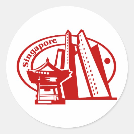 Singapore Ronde Sticker (Voorkant)