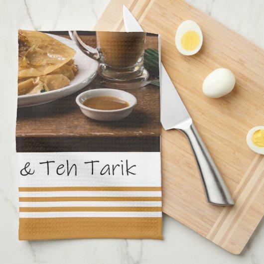 Singapore Roti Prata en de Tarik keukenhanddoek (Quarter Fold)