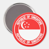 Singapore Round Emblem Magneet (Voorkant / Achterkant)