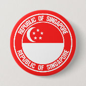 Singapore Round Emblem Ronde Button 7,6 Cm (Voorkant)