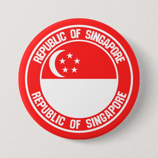 Singapore Round Emblem Ronde Button 7,6 Cm (Voorkant)