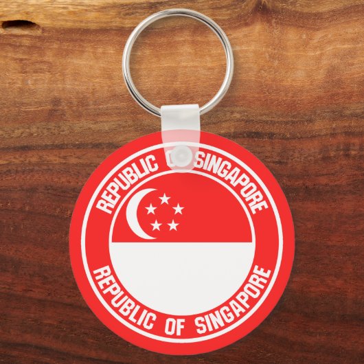 Singapore Round Emblem Sleutelhanger (Voorkant)