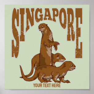 Singapore Schattige Zee Otter familie Poster
