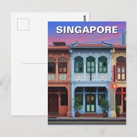 Singapore Shophouses Reizen Briefkaart (Voorkant / Achterkant)