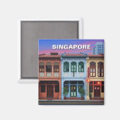 Singapore Shophouses Reizen Magneet (Voorkant / Achterkant)