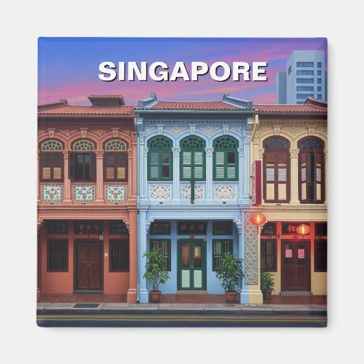 Singapore Shophouses Reizen Magneet (Voorkant)