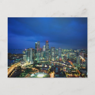 Singapore Silhouet 's nachts, Singapore Briefkaart