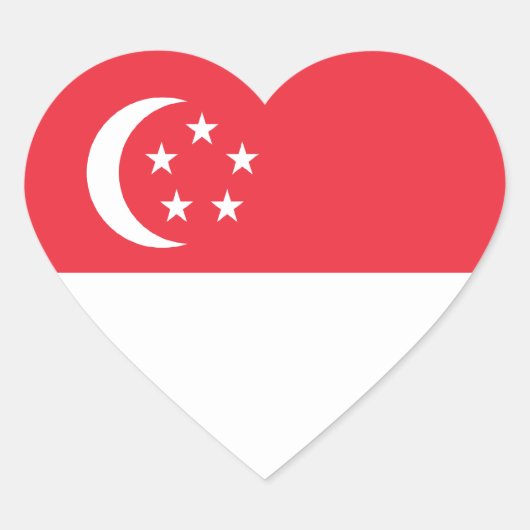 Singapore/Singaporese hartvlag Hart Sticker (Voorkant)