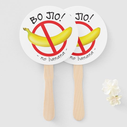 Singapore Singlish - Bo Jio - No Invite, No Banana Handwaaier (Voorkant en achterkant)