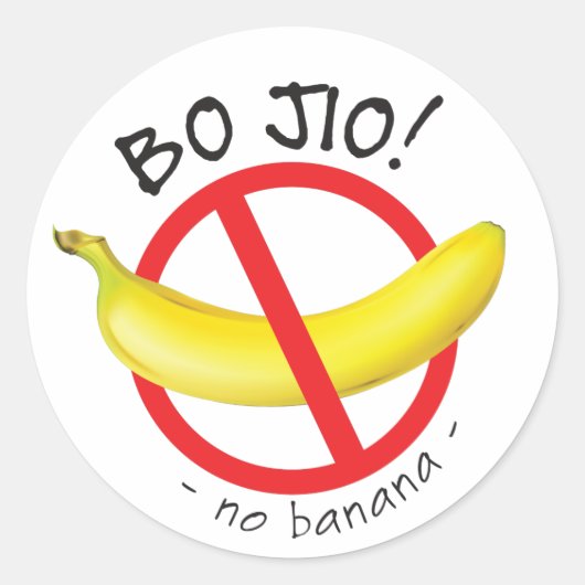 Singapore Singlish - Bo Jio - No Invite, No Banana Ronde Sticker (Voorkant)