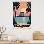 Singapore Skies Retro Travel Poster (Keuken)