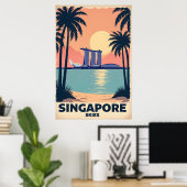 Singapore Skies Retro Travel Poster (Thuiskantoor)