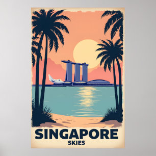 Singapore Skies Retro Travel Poster