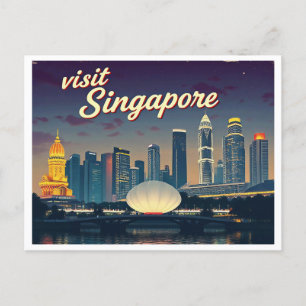 SINGAPORE SKYLINE ART VINTAGE BRIEFKAART