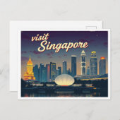 SINGAPORE SKYLINE ART VINTAGE BRIEFKAART (Voorkant / Achterkant)