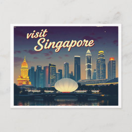 SINGAPORE SKYLINE ART VINTAGE BRIEFKAART