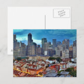 Singapore skyline bekeken vanuit Chinatown bij zon Briefkaart (Voorkant / Achterkant)