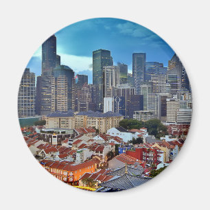 Singapore skyline bekeken vanuit Chinatown bij zon Magneet