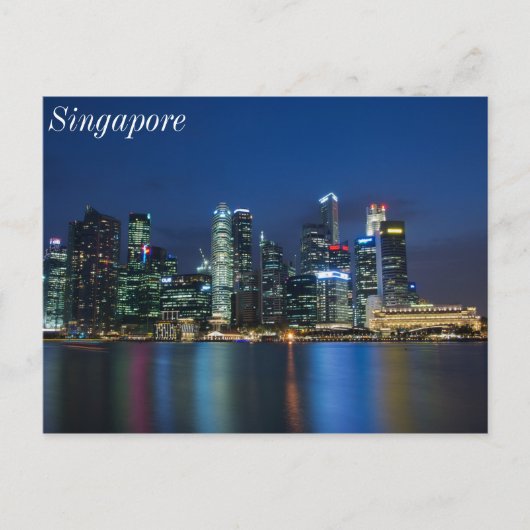 Singapore Skyline Blue Nights Briefkaart (Voorkant)