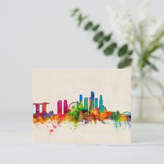 Singapore Skyline Briefkaart (Staand voorkant)