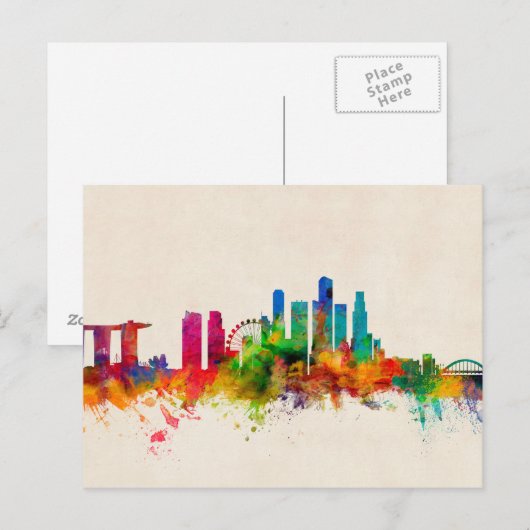 Singapore Skyline Briefkaart (Voorkant / Achterkant)