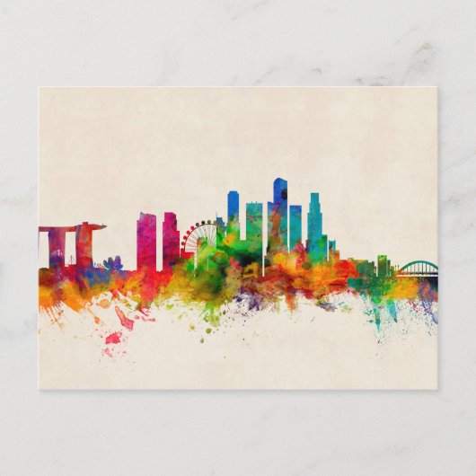 Singapore Skyline Briefkaart (Voorkant)