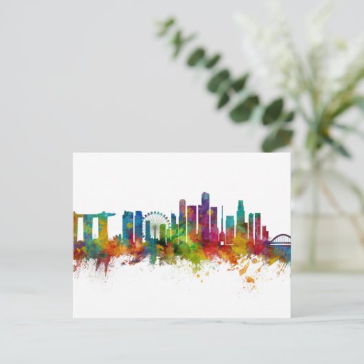 Singapore Skyline Briefkaart (Staand voorkant)