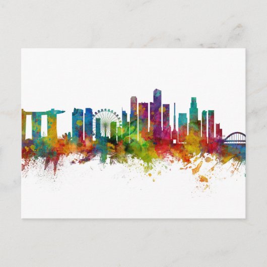 Singapore Skyline Briefkaart (Voorkant)