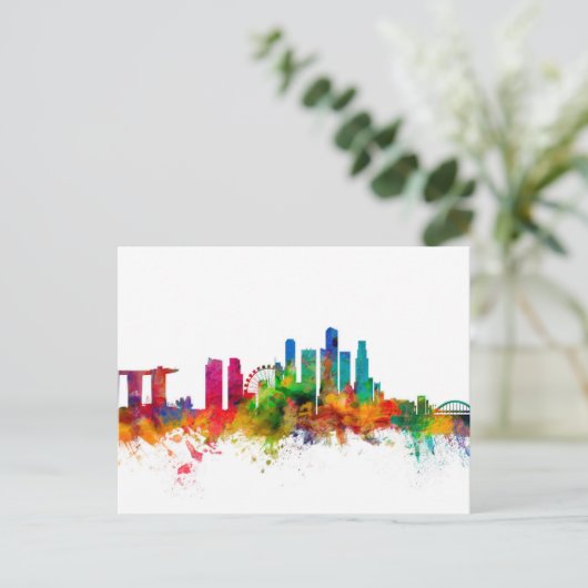 Singapore Skyline Briefkaart (Staand voorkant)