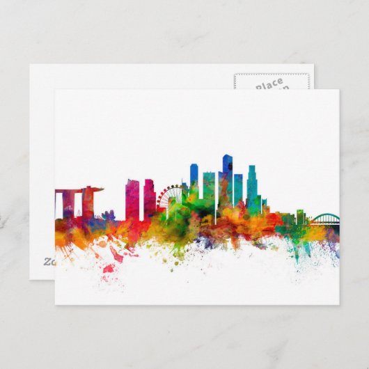 Singapore Skyline Briefkaart (Voorkant / Achterkant)